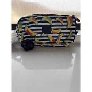 Kipling Banana Print Small Pouch with Monkey Keychain